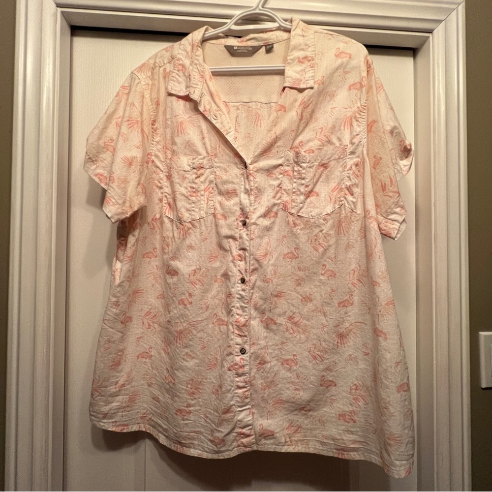 Flamingo Button-Up Blouse - Pink